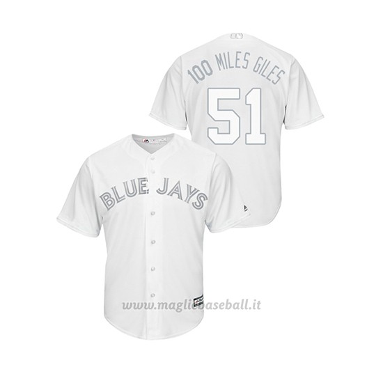 Maglia Baseball Hombre Toronto Blue Jays 51 Ken Giles 2019 Players Weekend Replica Bianco
